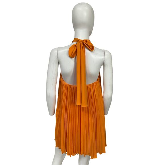 Olivia Pleated Orange Aviana Minidress Size XS - Picture 3 of 4